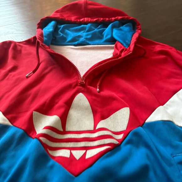 Adidas Originals Retro Vintage Red White & Blue Hoodie - Picture 7 of 13
